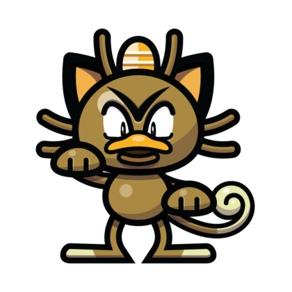 A digital vector illustration of Farth, a Pokémon fusion between Farfetchd and Meowth.